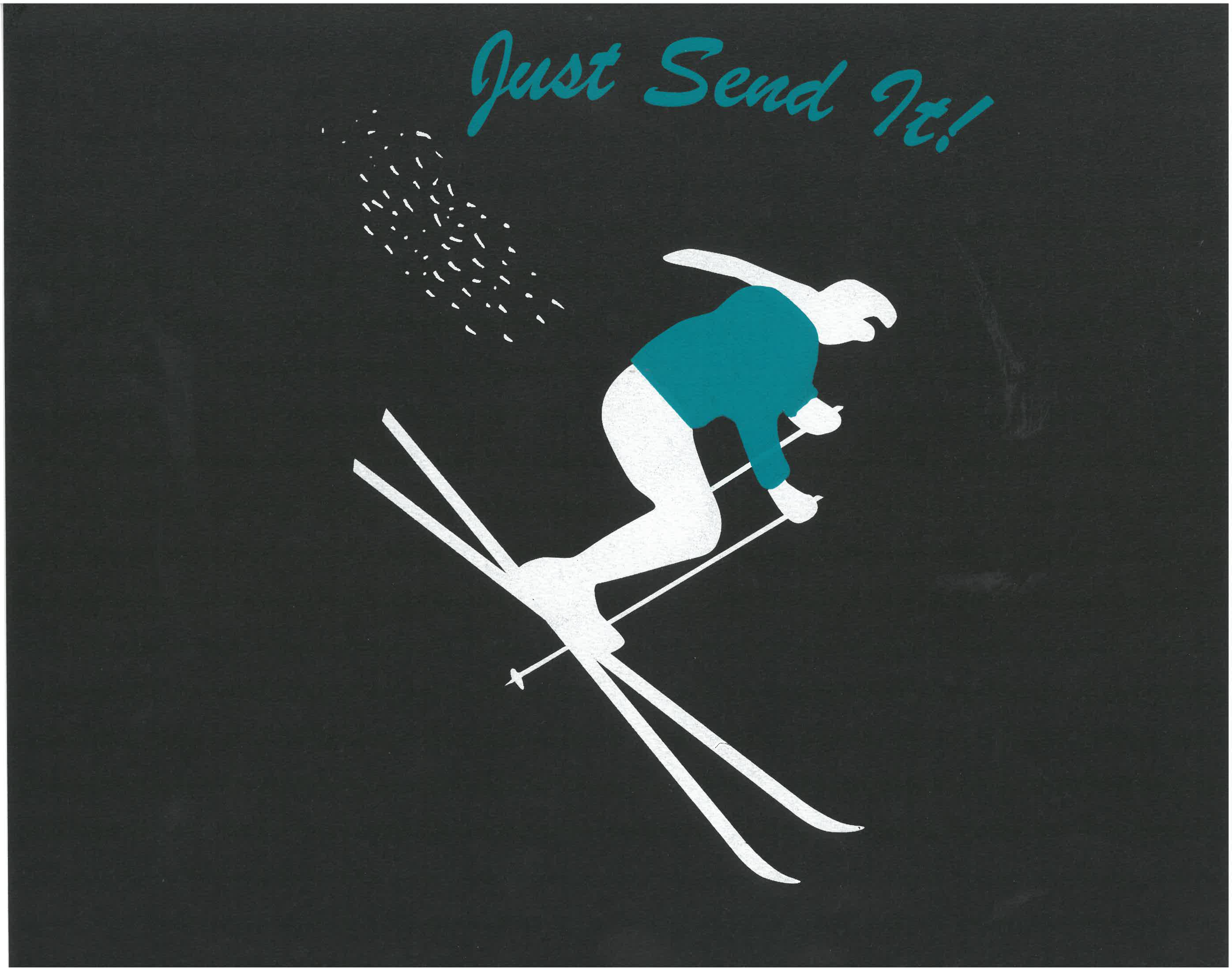 Silk screen print of a person skiing